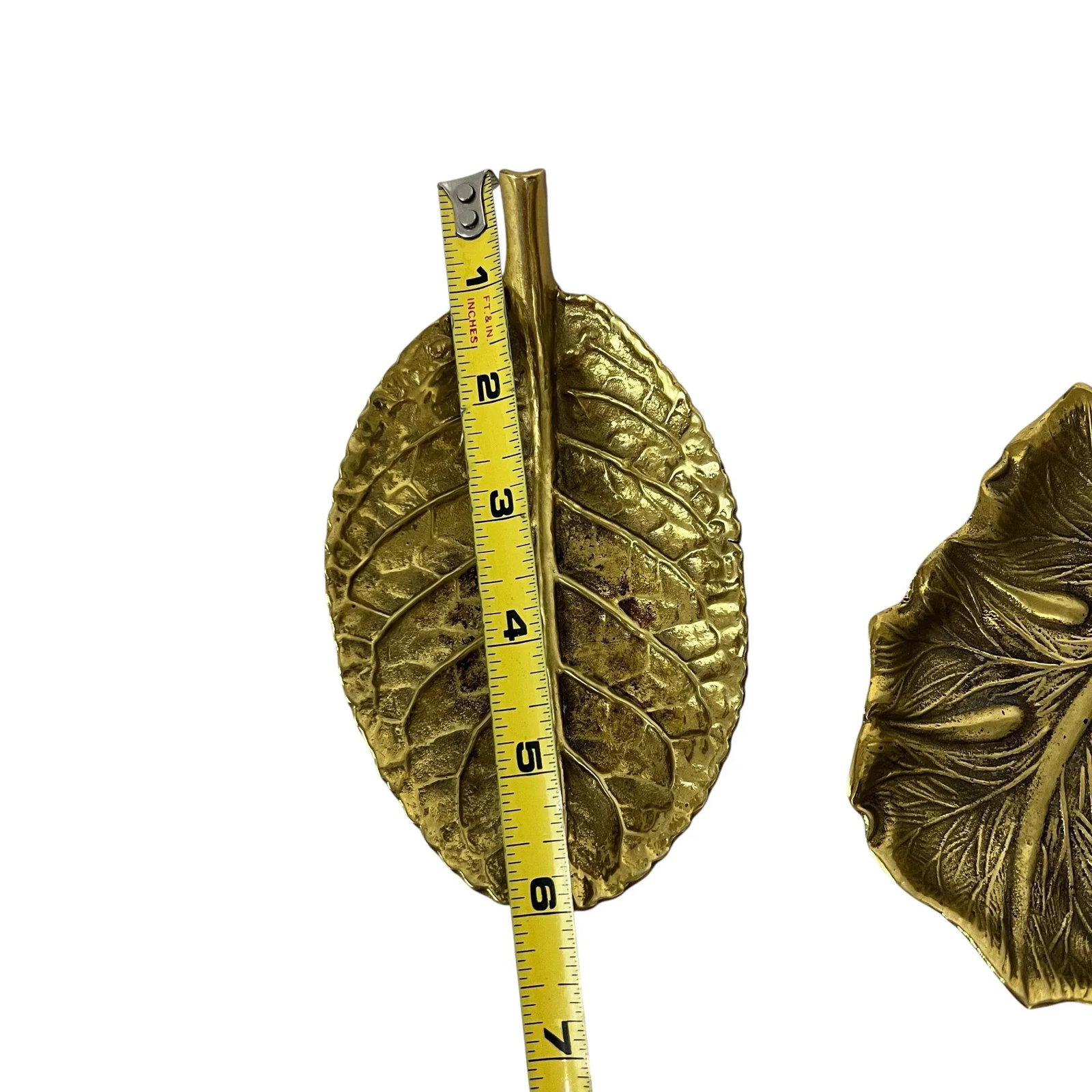 Vintage Virginia Metalcrafters Brass in Leaf Catchall - A Pair - 9