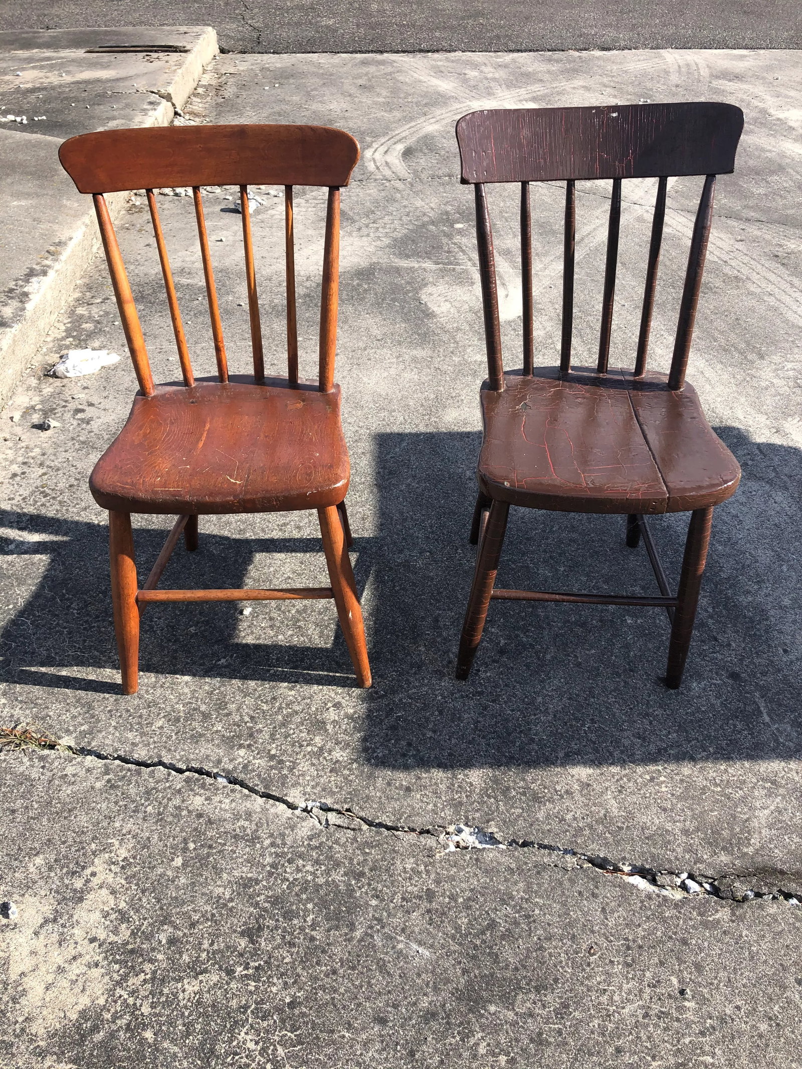 Vintage Rustic Schoolhouse Chairs - a Pair - 12