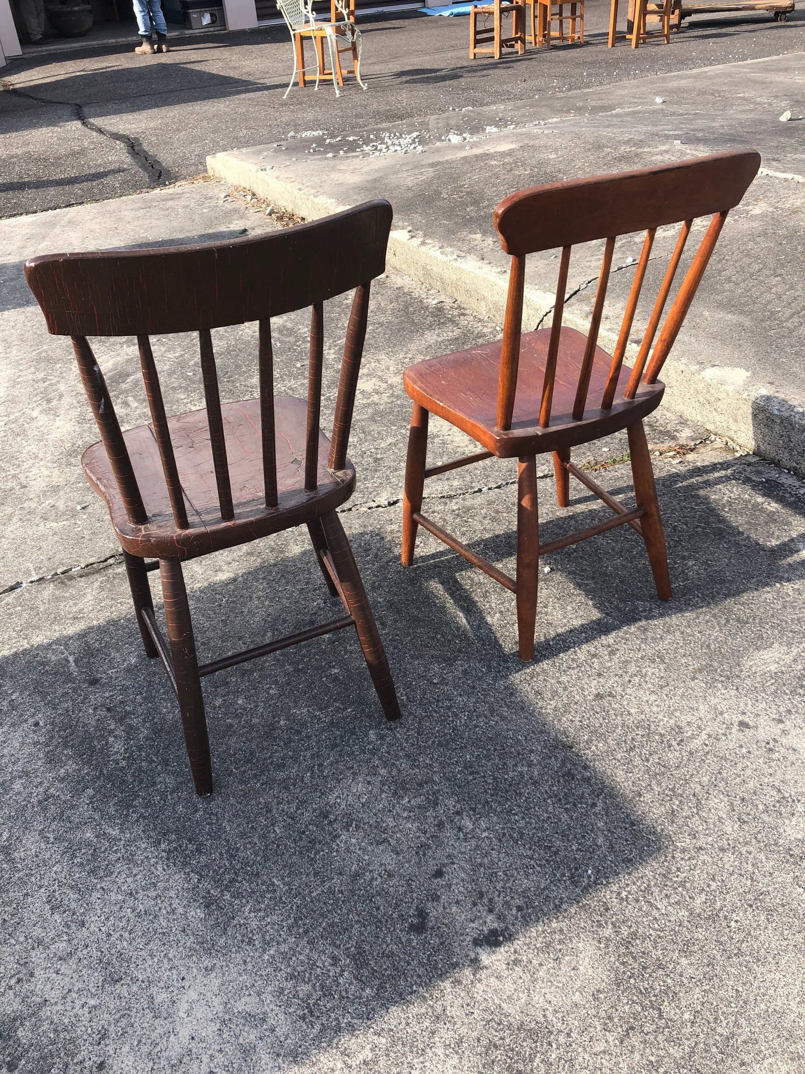 Vintage Rustic Schoolhouse Chairs - a Pair - 8