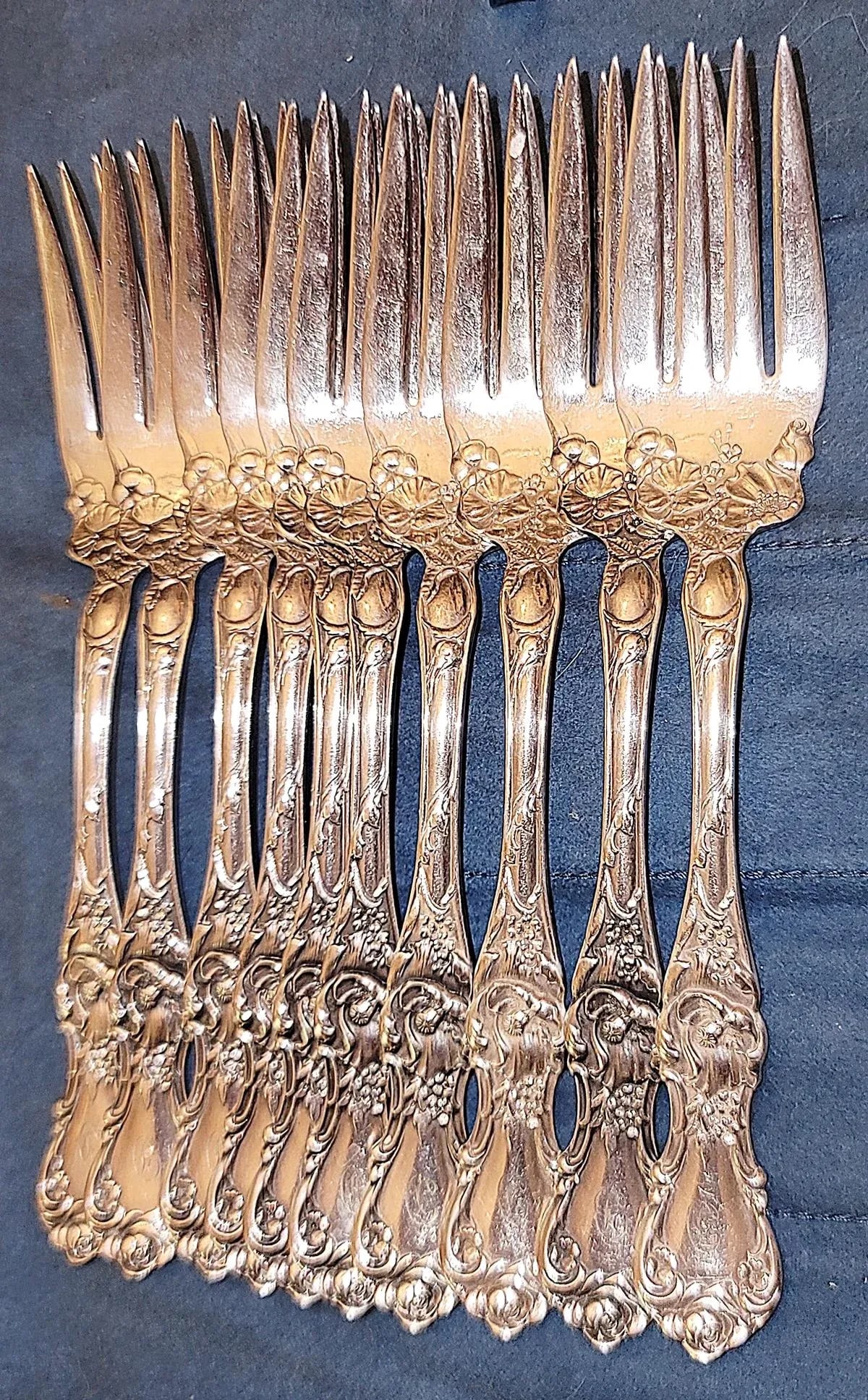1900s Wallace Silverplated Dessert Forks, Set of 10 - 2