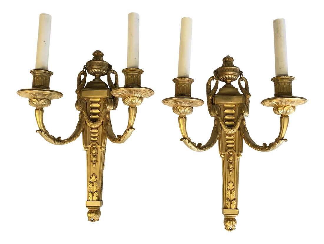 Dore Gilt Bronze Regency Style Sconces by Caldwell -A Pair (1 of 13)