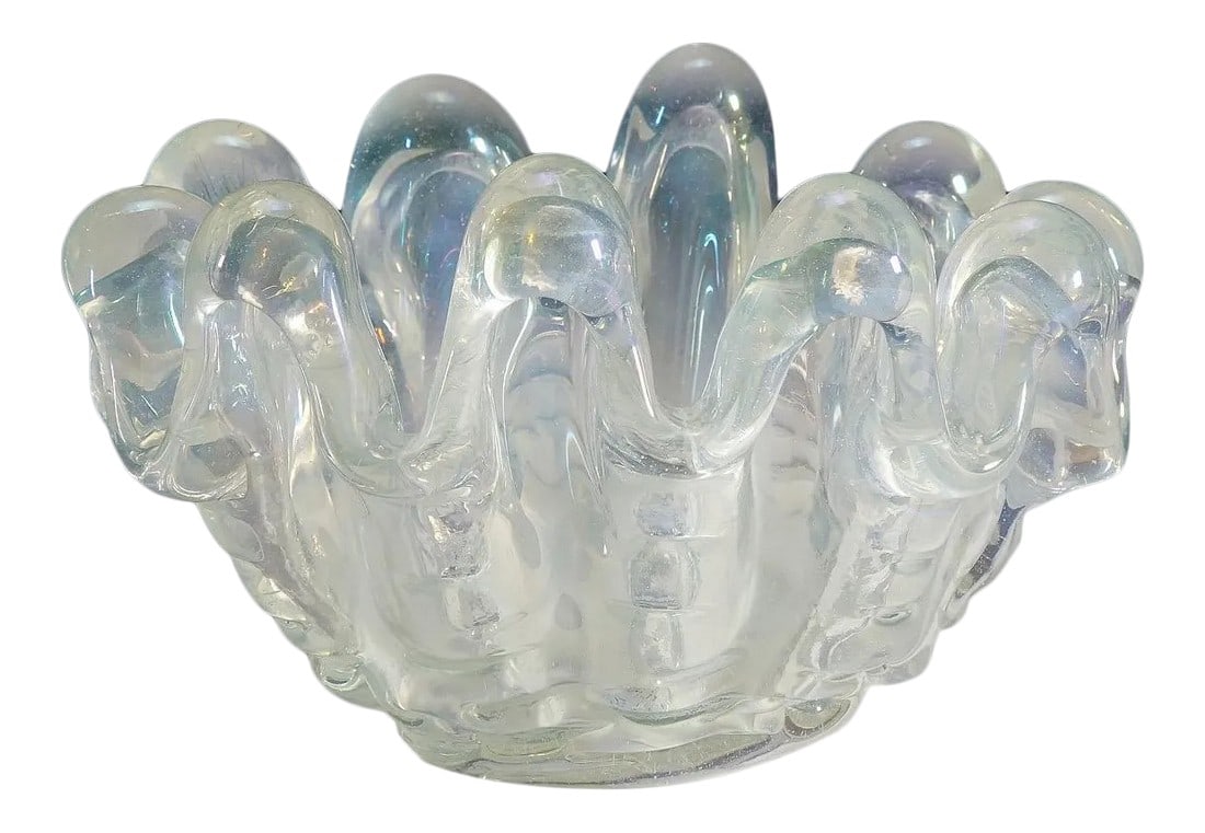Ercole Barovier - Barovier & Toso 'A Grosse Costolature' Bowl 1942: Ercole Barovier - Barovier & Toso 'A Grosse Costolature' Bowl 1942 A large shell shaped 'A Grosse Costolature' bowl in heavy iridescent Murano glass. Designed by Ercole Barovier and manufactured by Ba