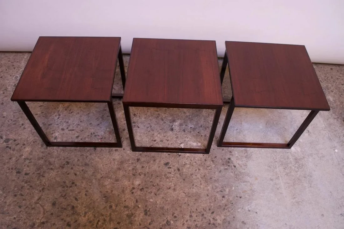 Kai Kristiansen Rosewood "Cube" of Three Interlocking Nesting Tables - 6