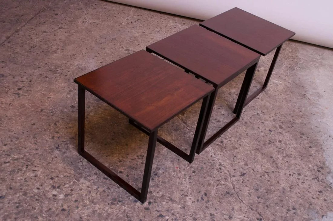 Kai Kristiansen Rosewood "Cube" of Three Interlocking Nesting Tables - 7