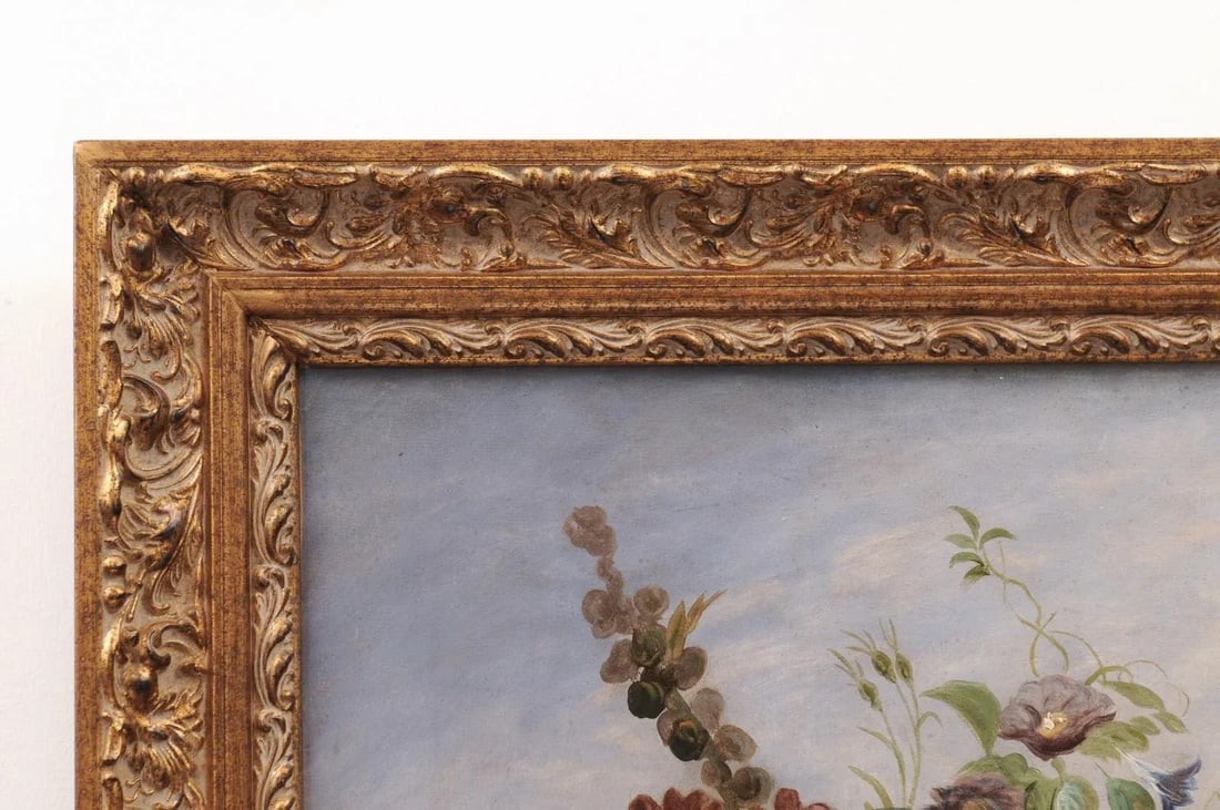 19th Century French Floral Still Life Oil Painting, Framed - 8
