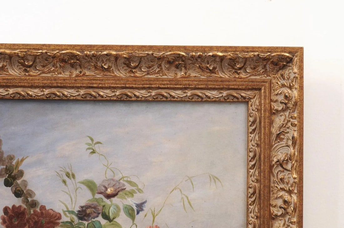 19th Century French Floral Still Life Oil Painting, Framed - 9