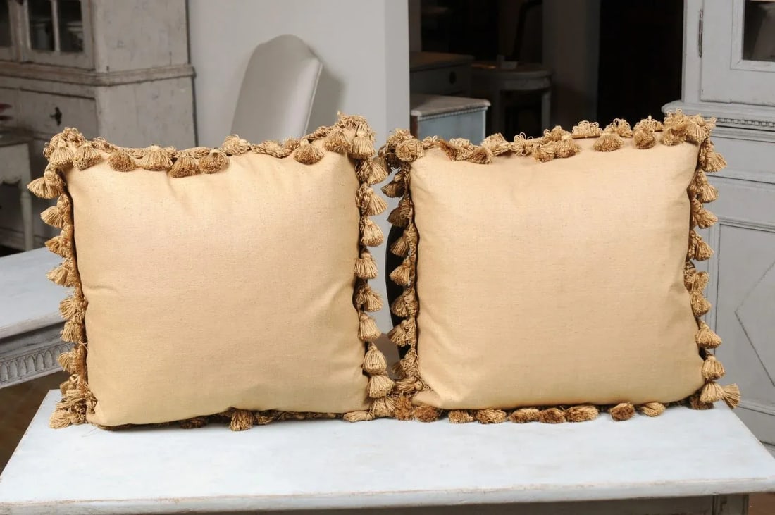 French 19th Century Aubusson Tapestry Pillows with Floral Decor - a Pair - 6