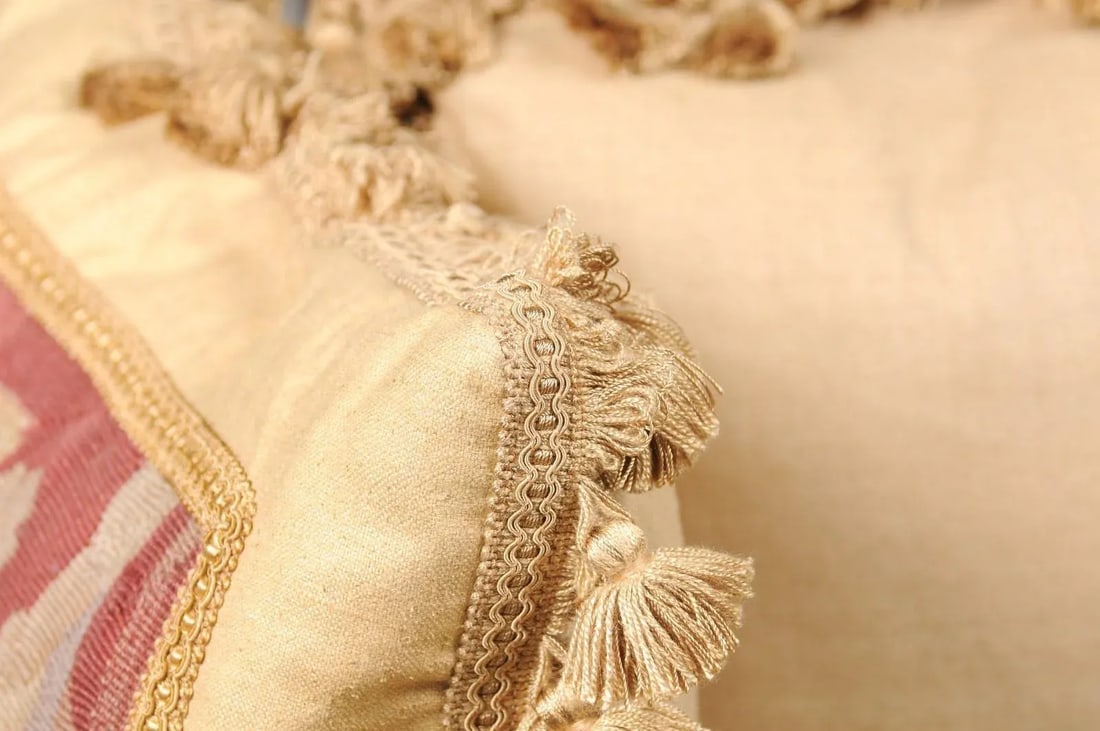 French 19th Century Aubusson Tapestry Pillows with Floral Decor - a Pair - 8