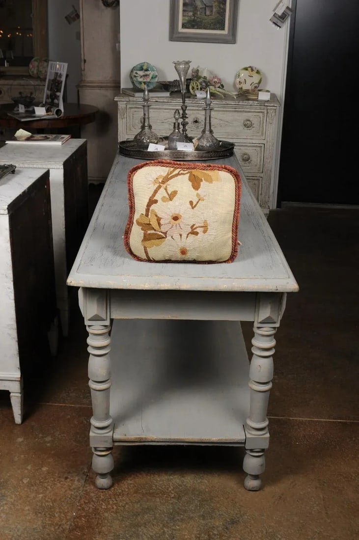 French 19th Century Floral Aubusson Tapestry Pillow - 4