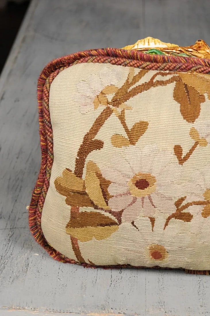 French 19th Century Floral Aubusson Tapestry Pillow - 5