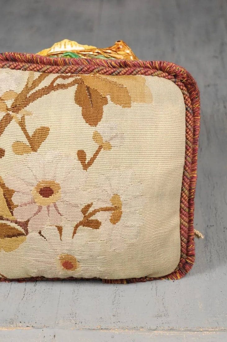 French 19th Century Floral Aubusson Tapestry Pillow - 6