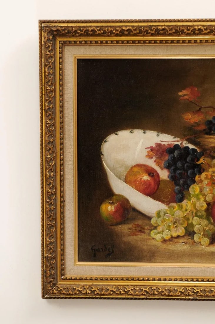 19th Century French Fruit Still Life Oil Painting, Framed - 11