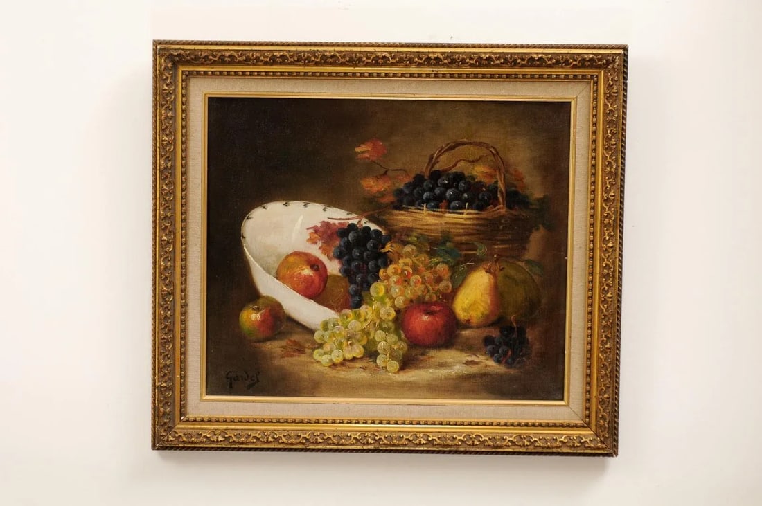 19th Century French Fruit Still Life Oil Painting, Framed - 2