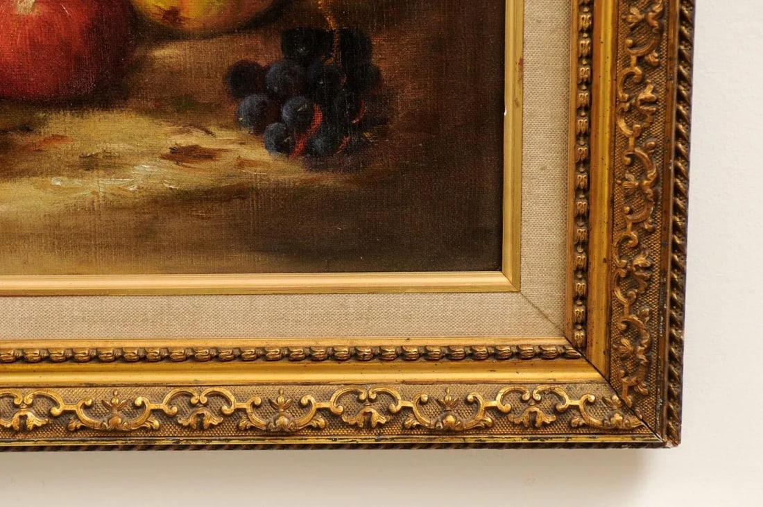 19th Century French Fruit Still Life Oil Painting, Framed - 3