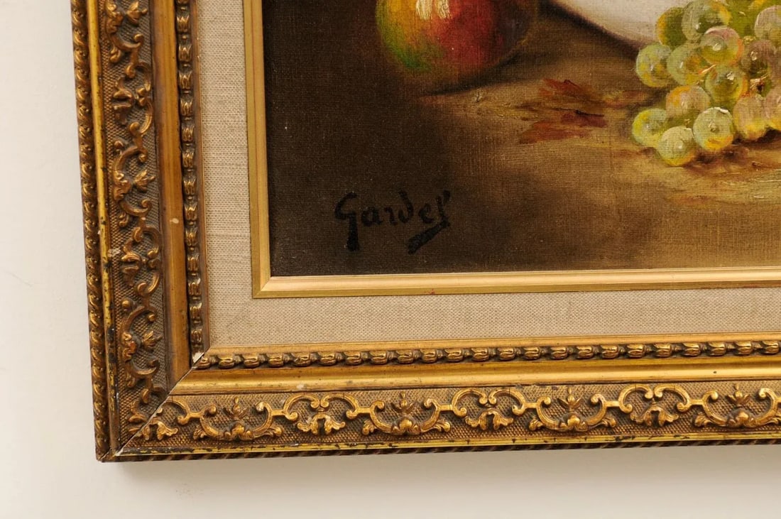19th Century French Fruit Still Life Oil Painting, Framed - 4
