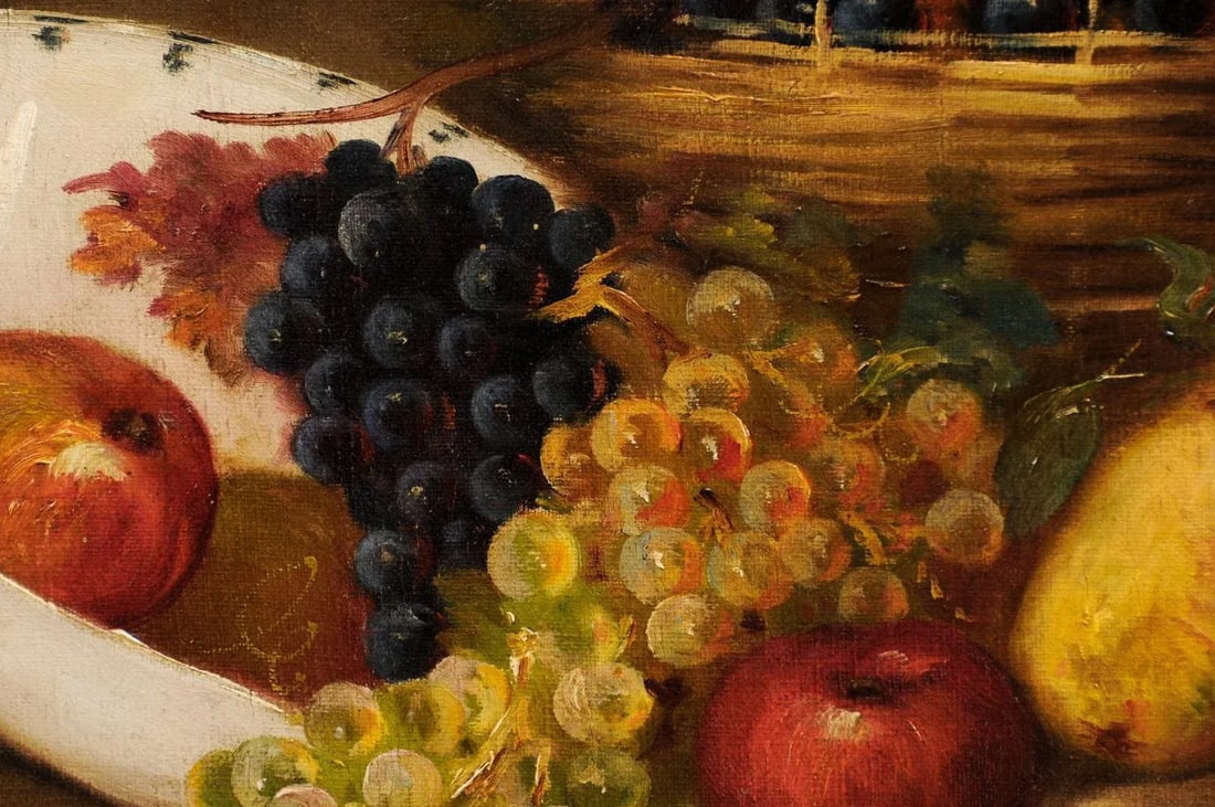 19th Century French Fruit Still Life Oil Painting, Framed - 7