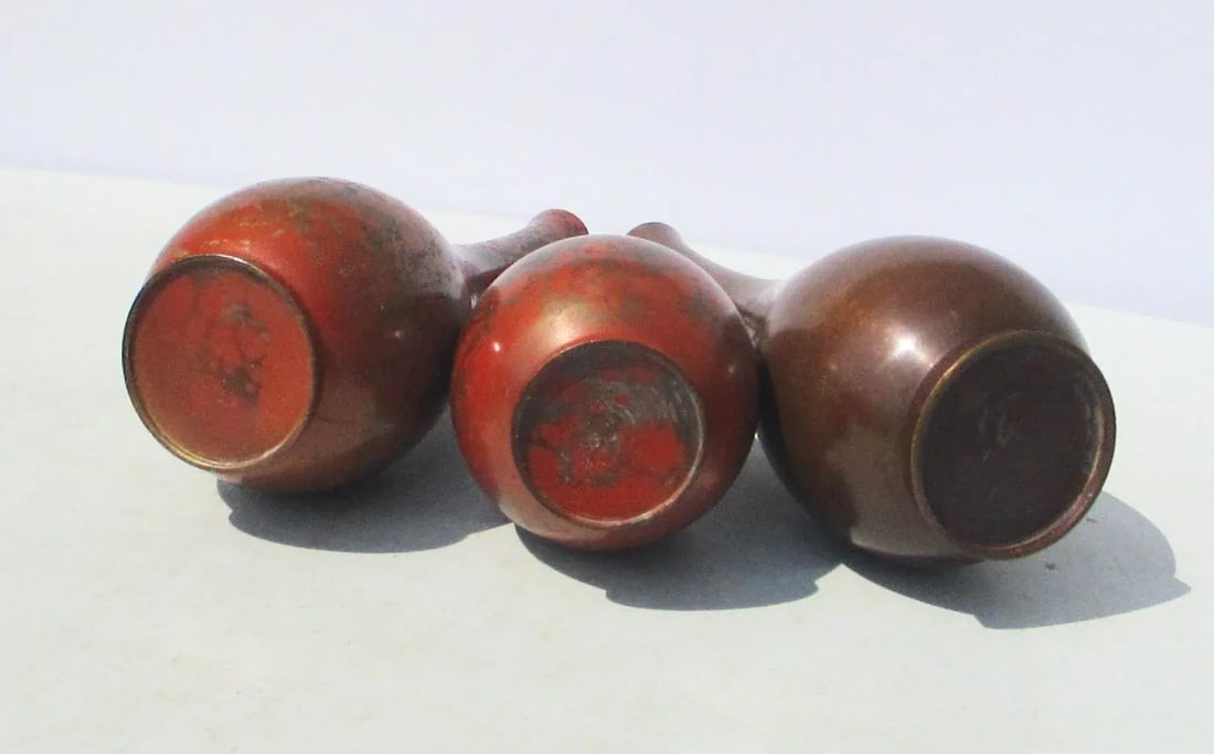 Japanese Bronze Vases -A Group of 3 - 6