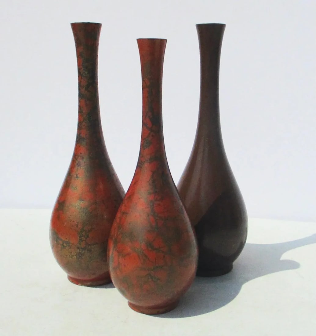 Japanese Bronze Vases -A Group of 3 - 9