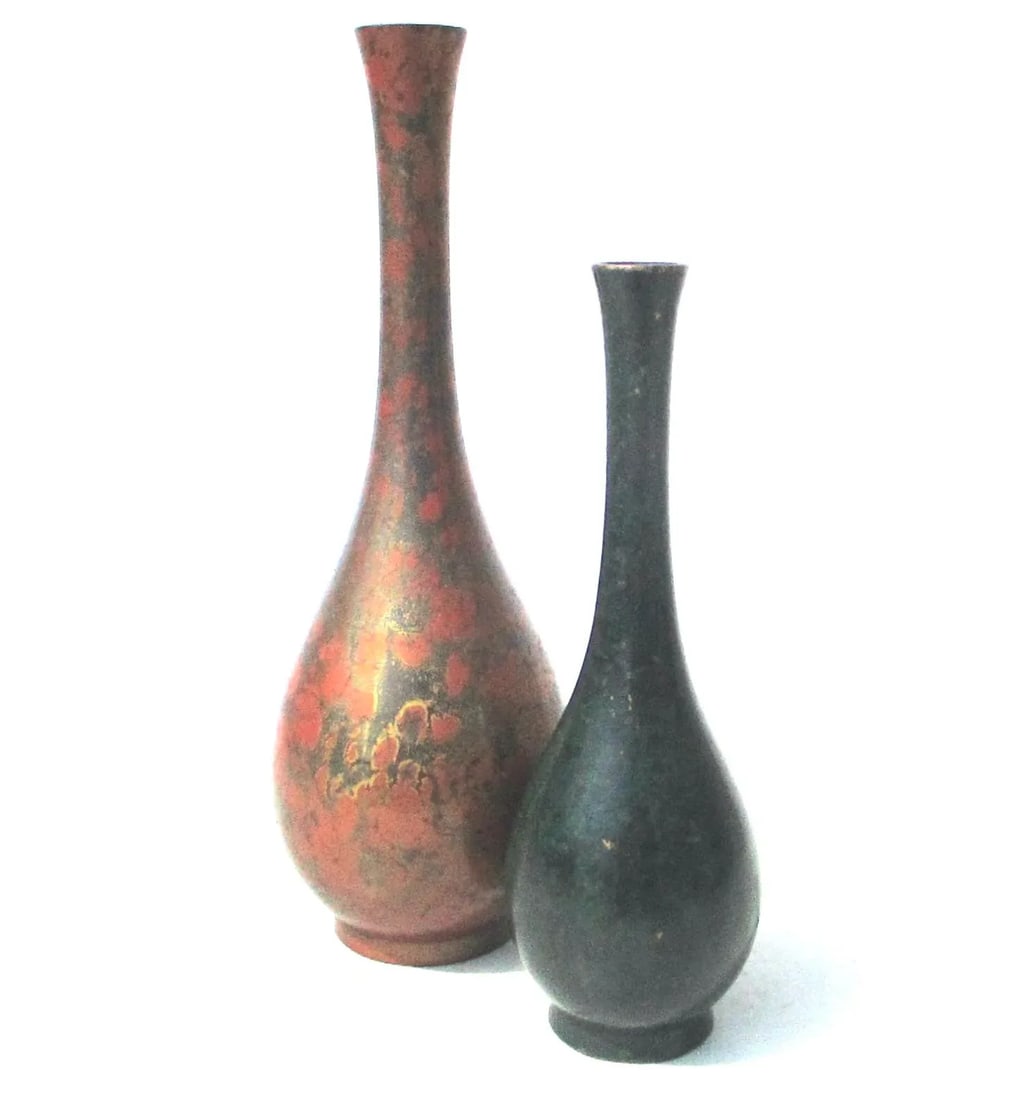 Japanese Mid-Century Patinated Vases- 2 - a Pair - 3
