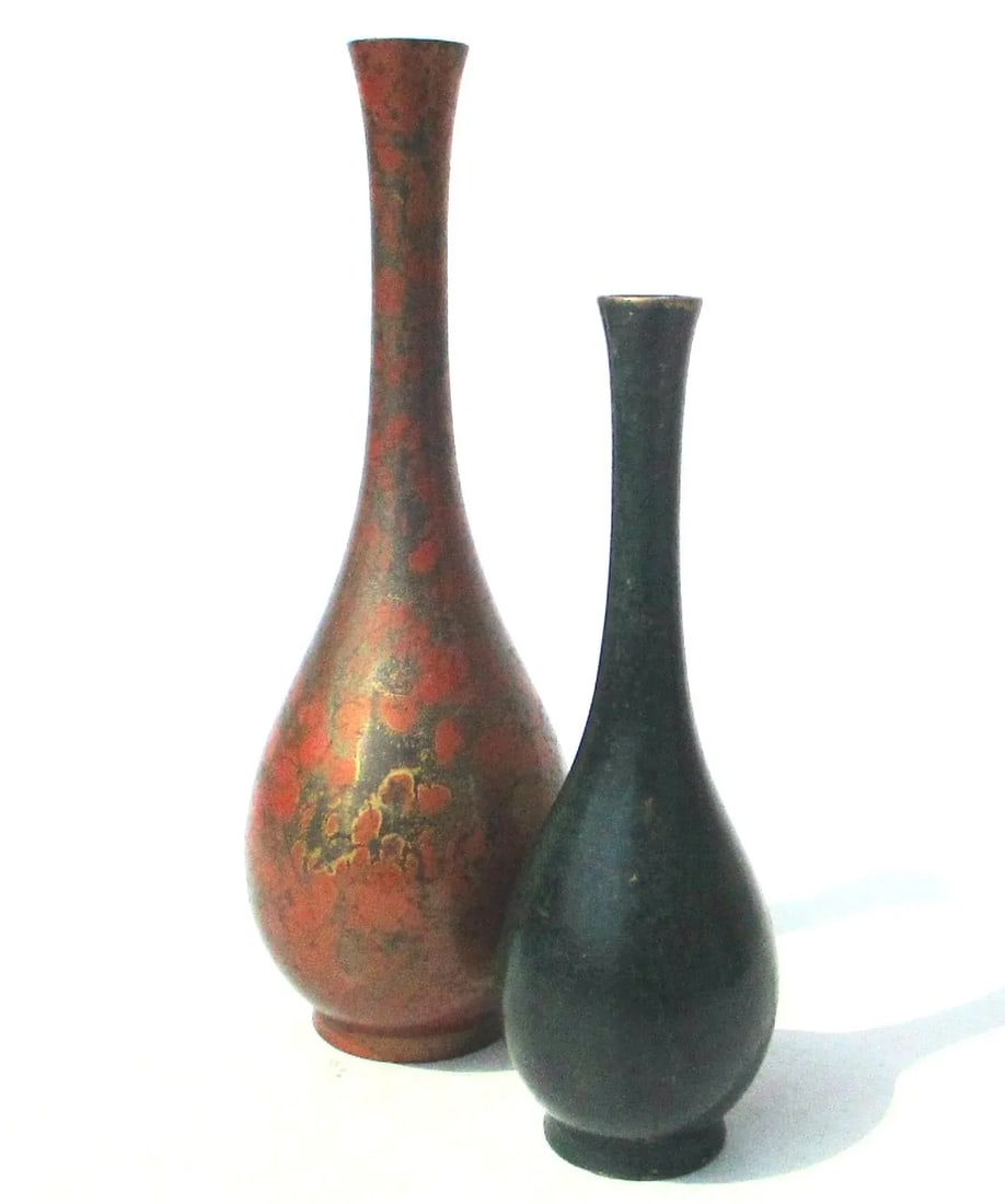 Japanese Mid-Century Patinated Vases- 2 - a Pair - 4