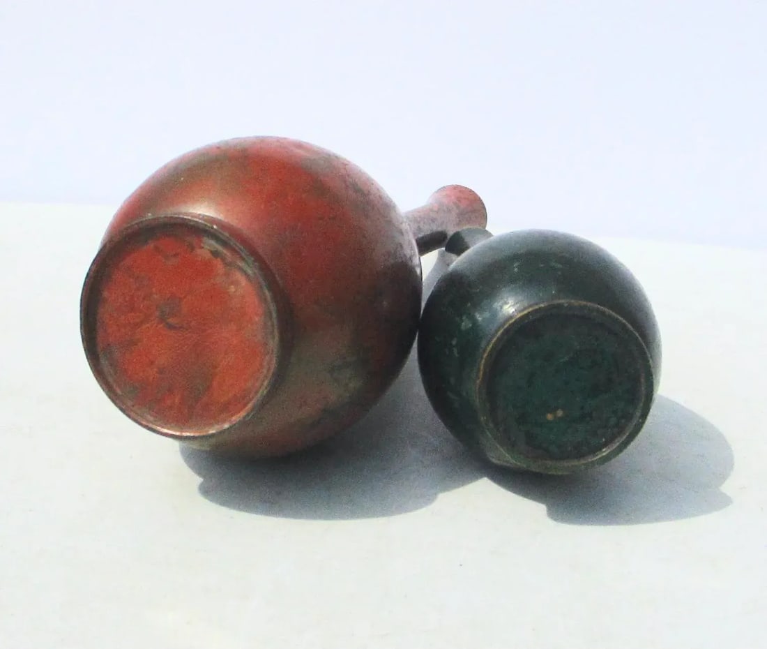 Japanese Mid-Century Patinated Vases- 2 - a Pair - 6