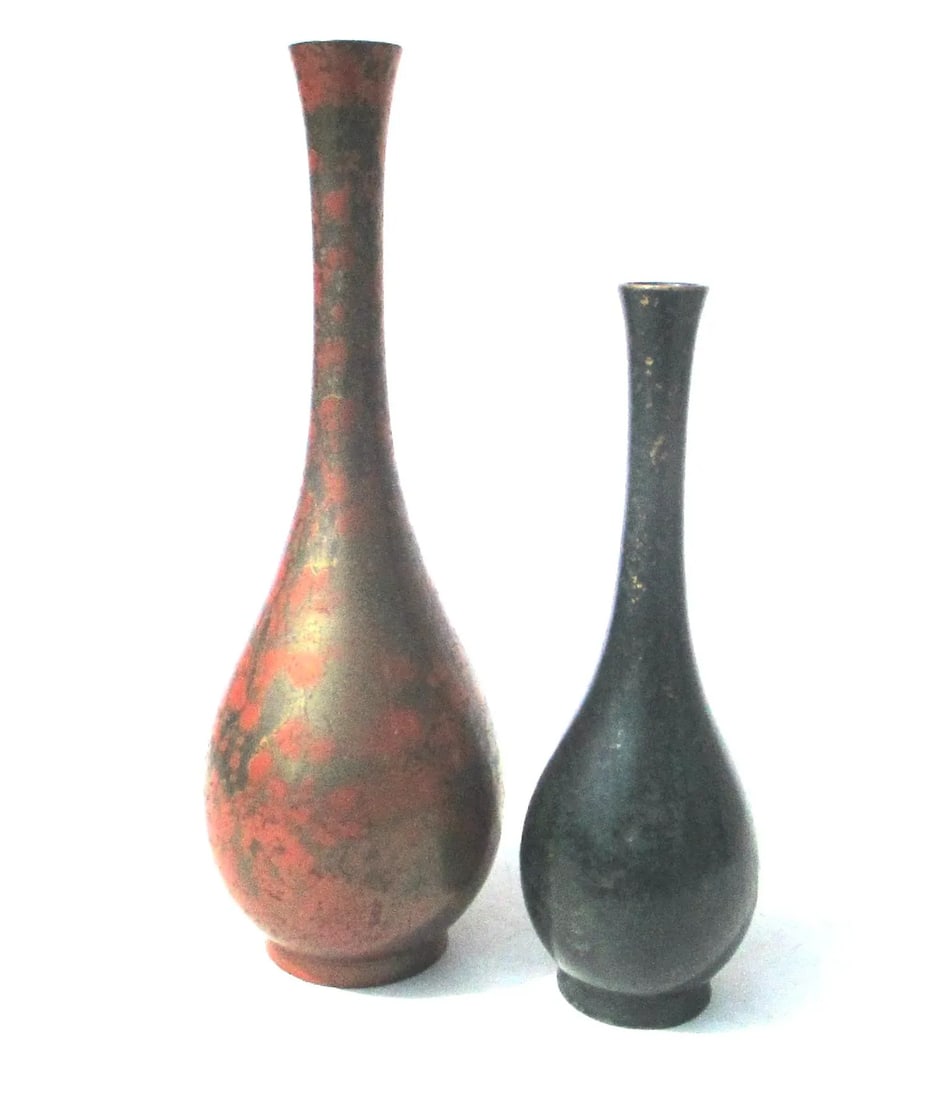 Japanese Mid-Century Patinated Vases- 2 - a Pair - 7