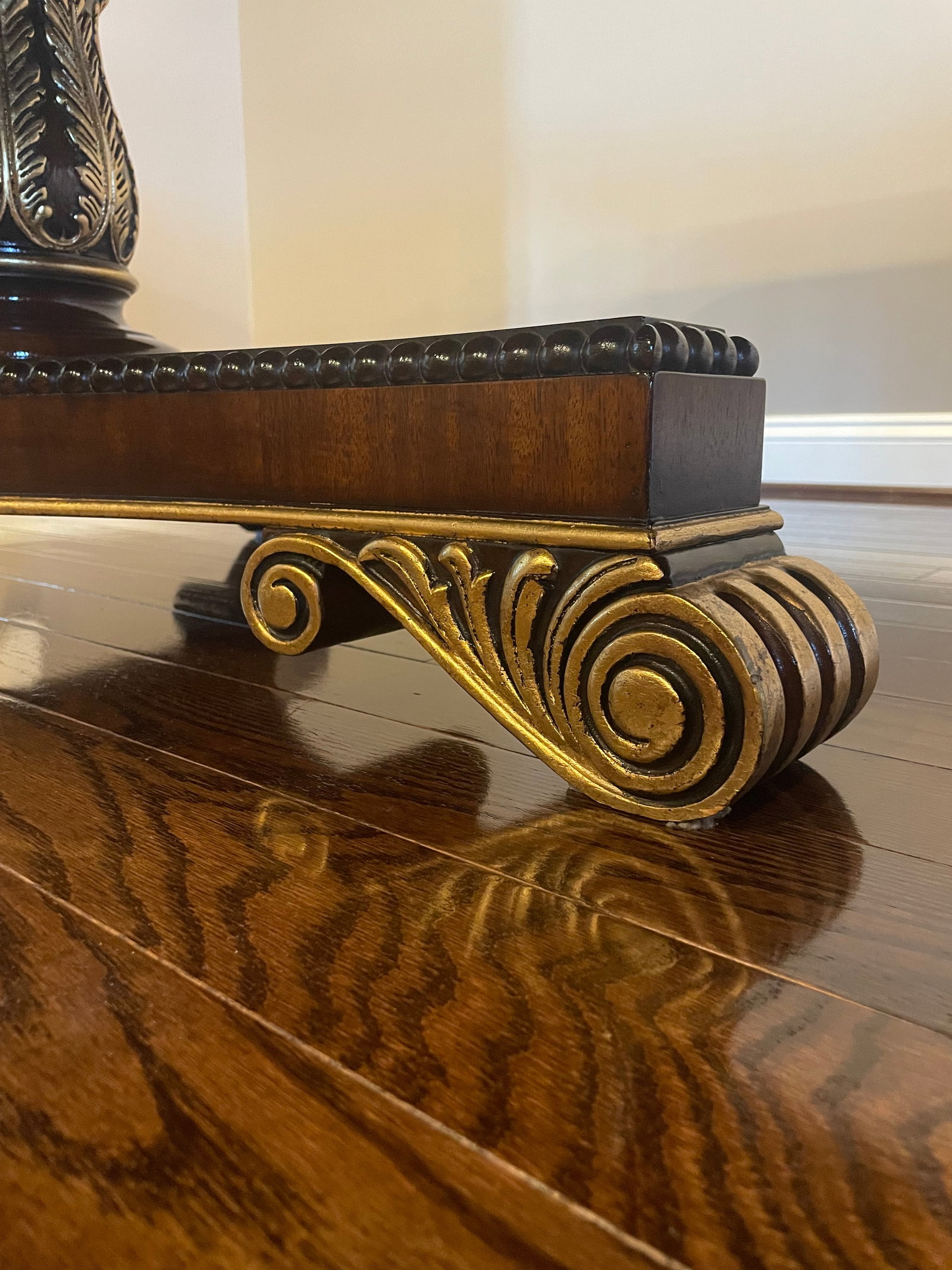 1990s Ej Victor Regency Chippendale Mahogany Dining/Conference Table With Gold Leaf Accents and Cust - 3