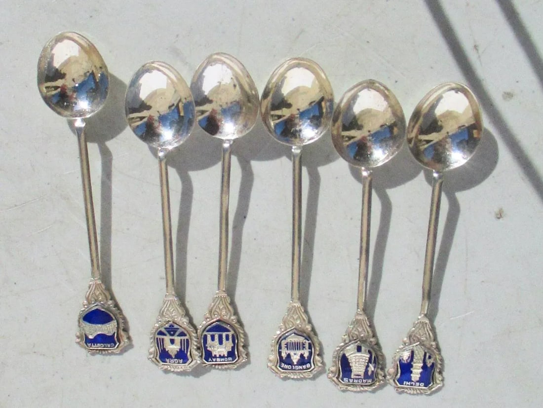 Indian Demitasse Sterling Silver Spoons -Set of 6 - 2