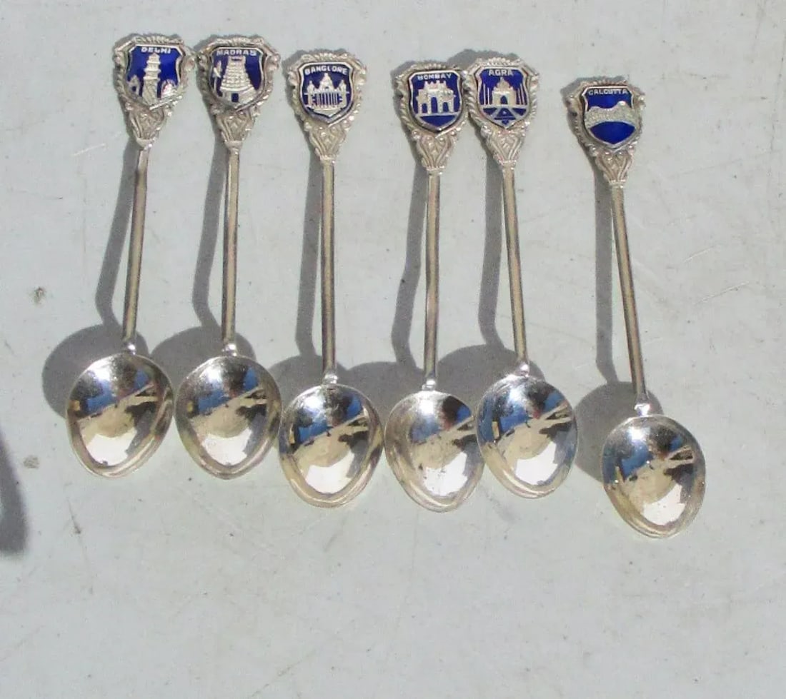 Indian Demitasse Sterling Silver Spoons -Set of 6 - 7