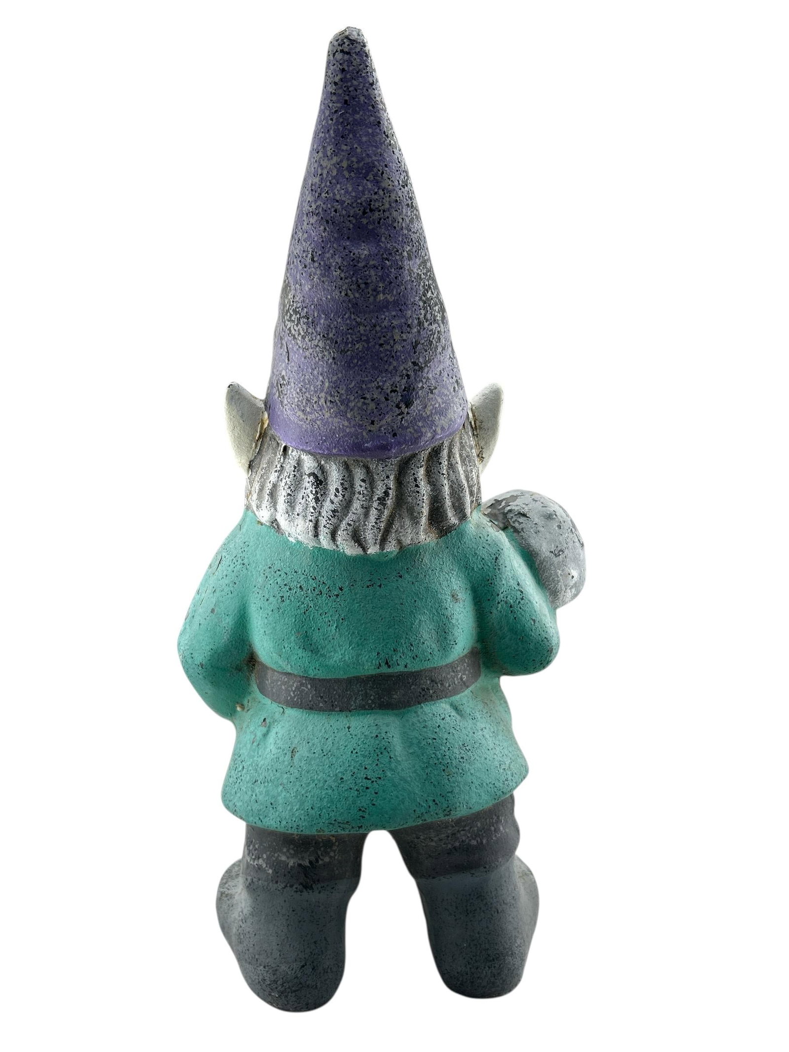 1960s Mid Century Cast Iron Garden Gnome Statue Holding a Mushroom - 2