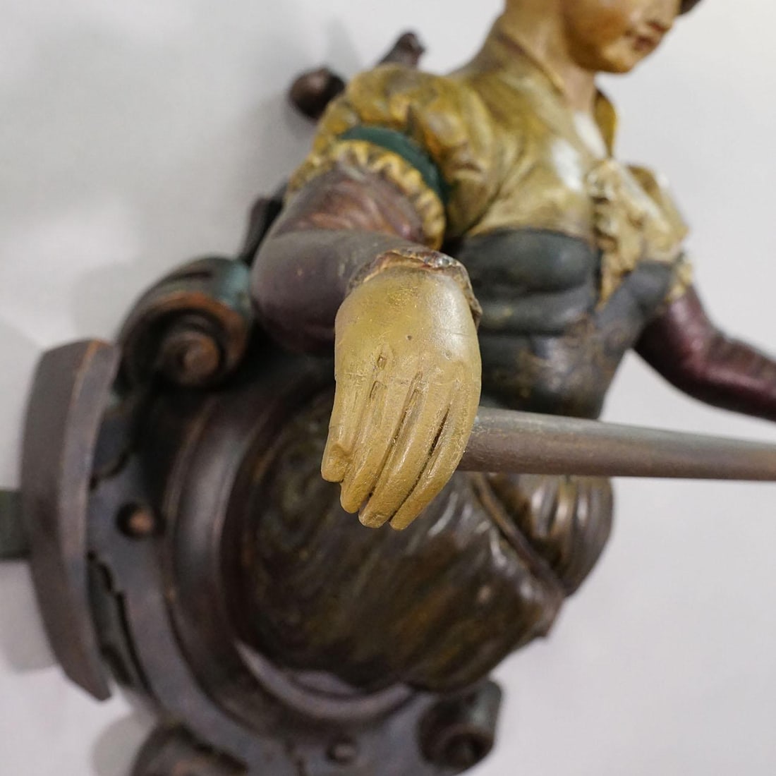Lovely Carved Wooden Lady Towel Holder Ca. 1900 - 2