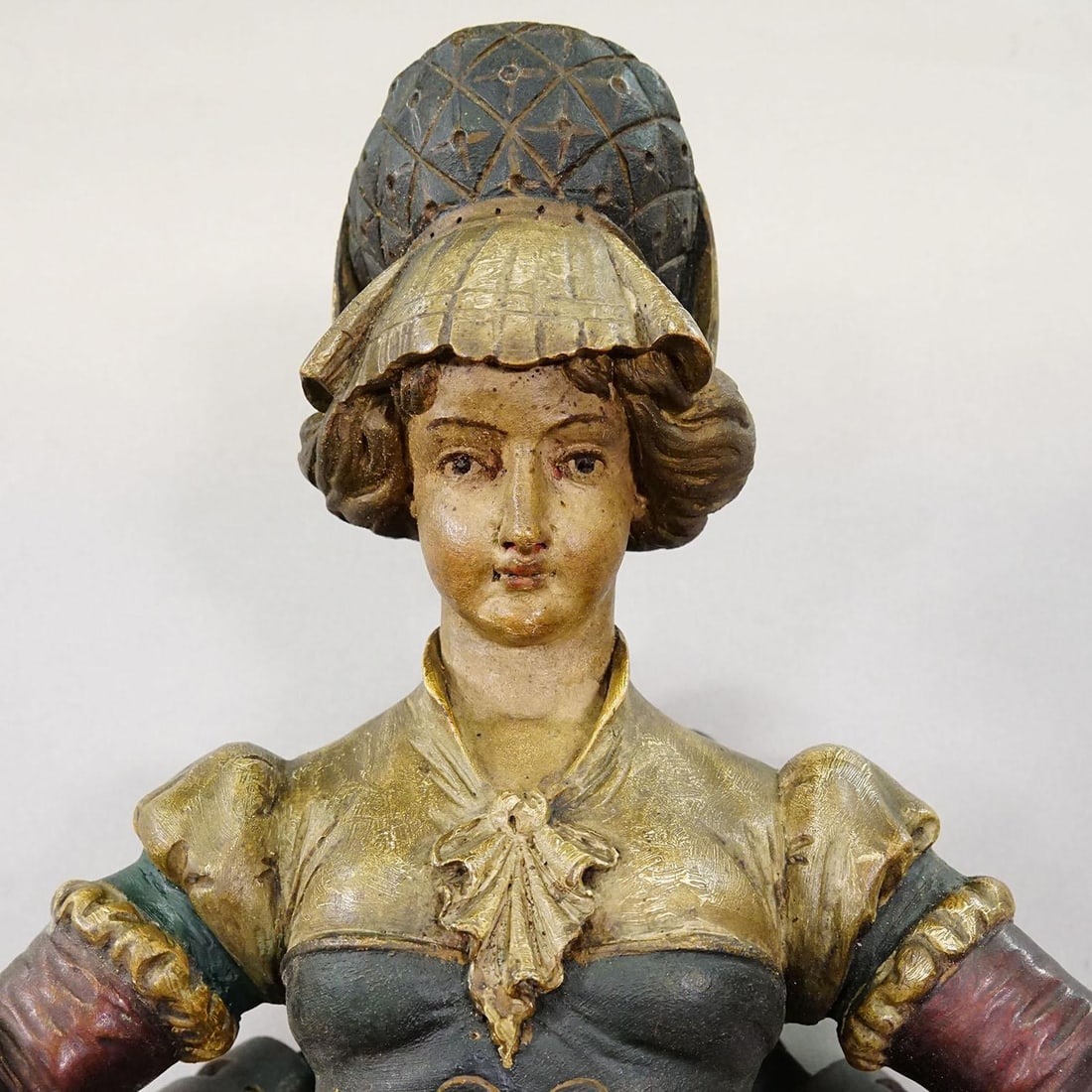 Lovely Carved Wooden Lady Towel Holder Ca. 1900 - 5
