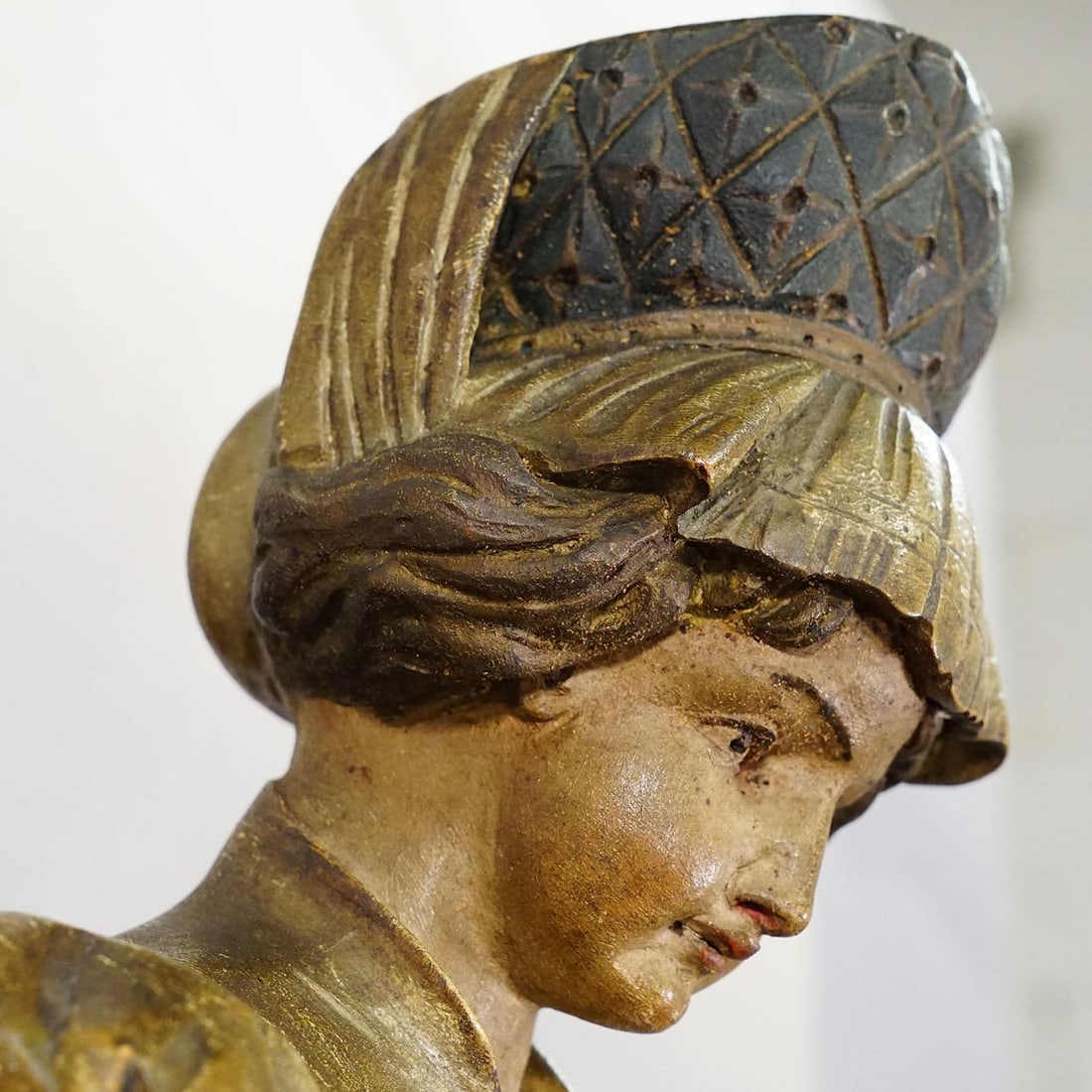 Lovely Carved Wooden Lady Towel Holder Ca. 1900 - 6