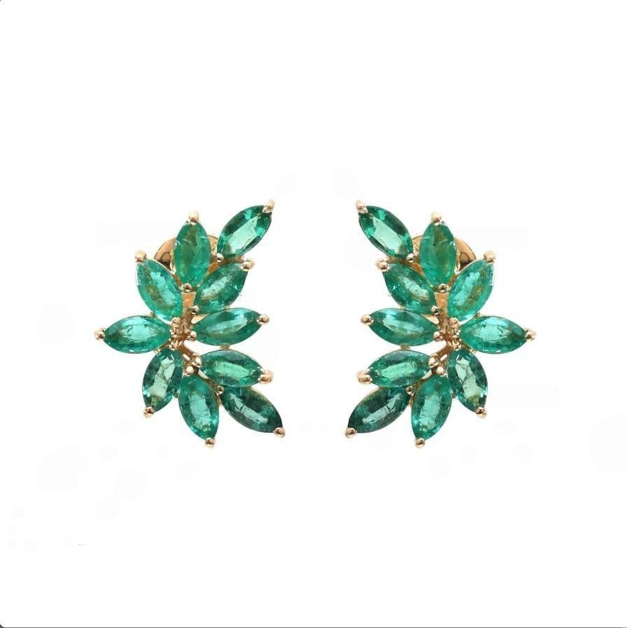 2.50 cts Natural emerald earring in 18k gold - 11
