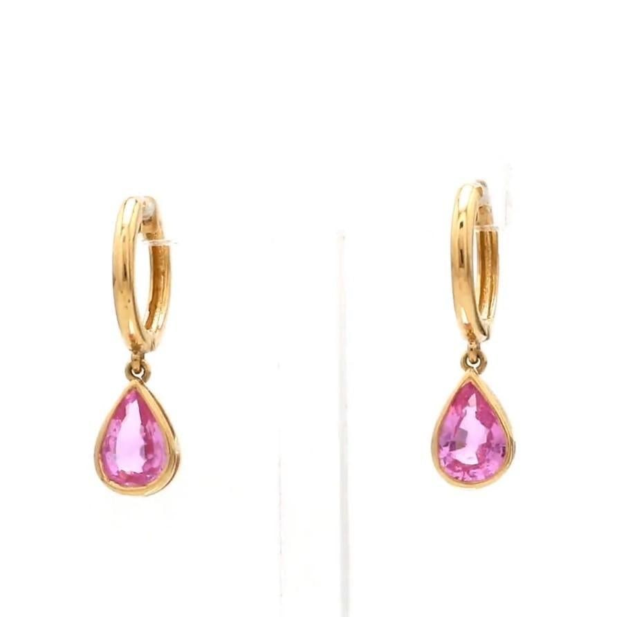 1.31 cts Natural pink sapphire earrings in 14k gold - 14
