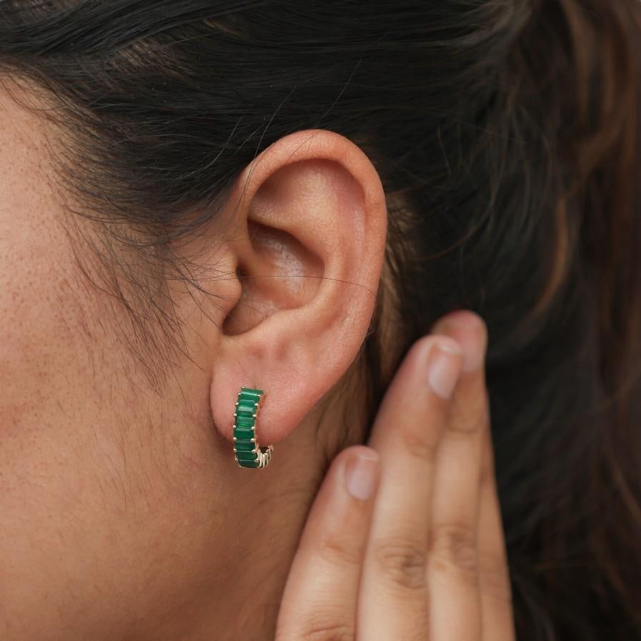 2.90 cts Natural emerald earrings in earring in 14k gold - 17