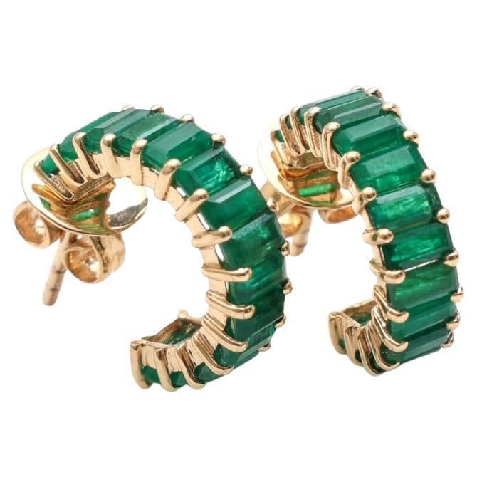 2.90 cts Natural emerald earrings in earring in 14k gold - 5