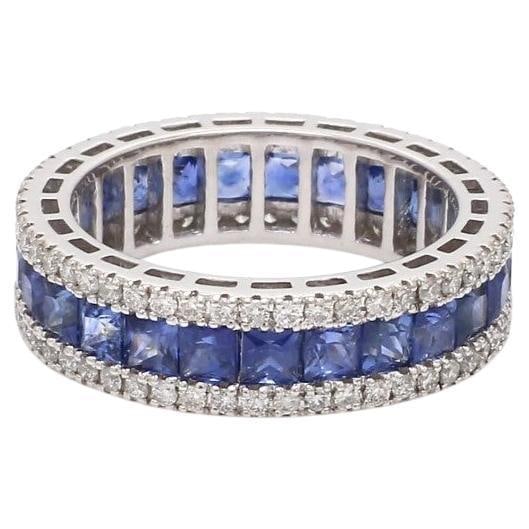 Natural 2.64 cts blue sapphire band ring 18k gold - 5