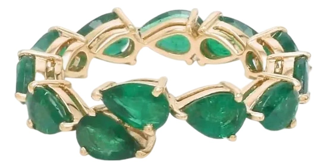 Natural 3.90 CTS Zambian emerald snake band ring in 18k gold (1 of 18)