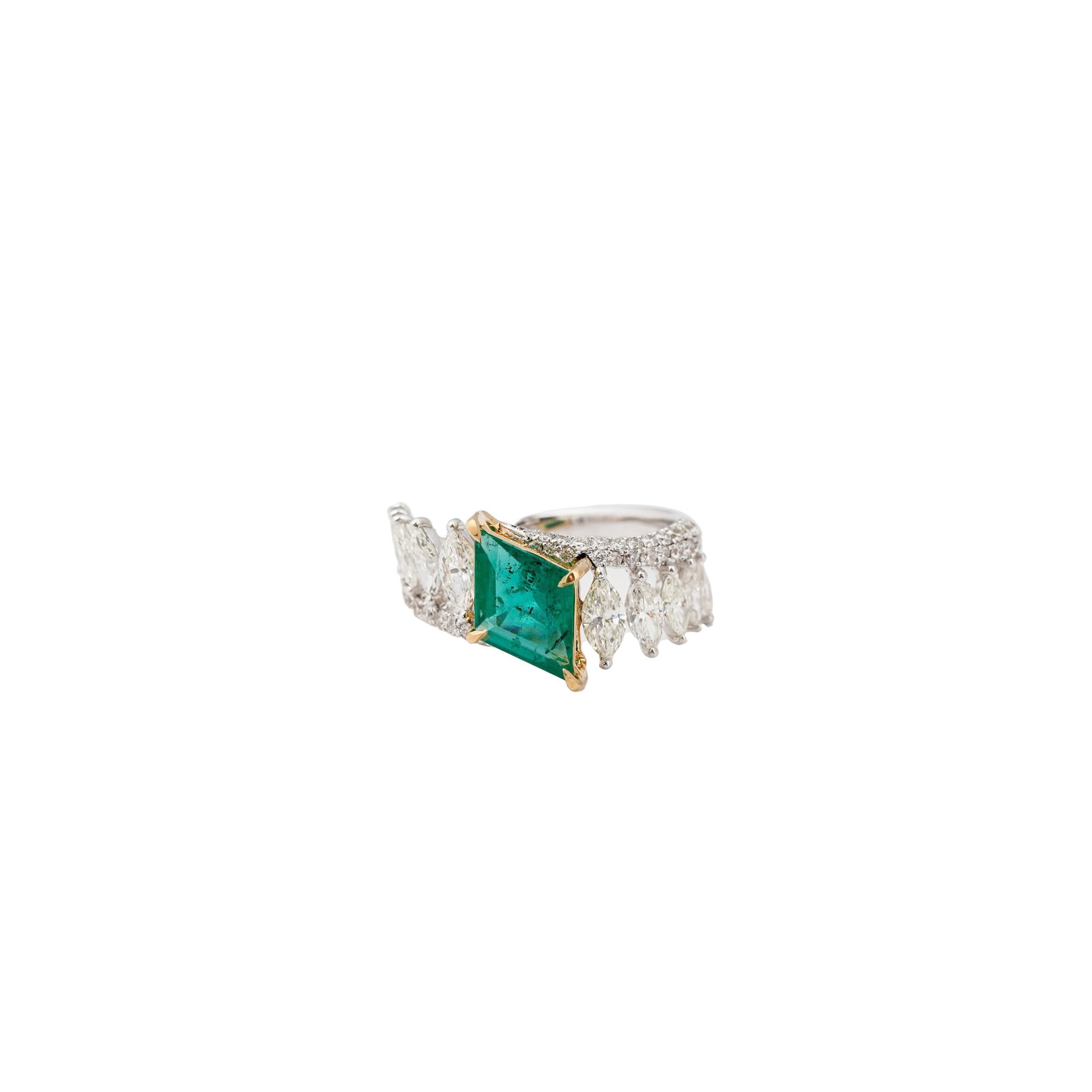 Natural Zambian Emerald 1.39 & Diamond 1.62cts Ring in 18k Gold - 6