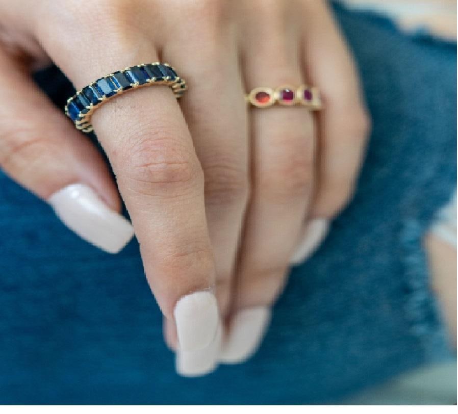 Natural 8.10 cts blue sapphire ring in 14k gold - 10