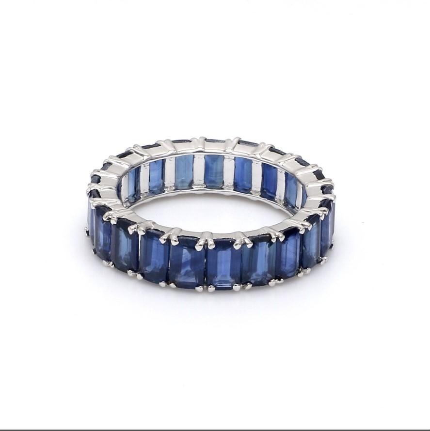 Natural 8.10 cts blue sapphire ring in 14k gold - 6