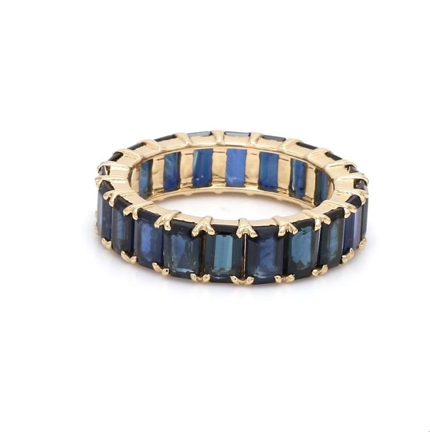 Natural 8.10 cts blue sapphire ring in 14k gold - 9