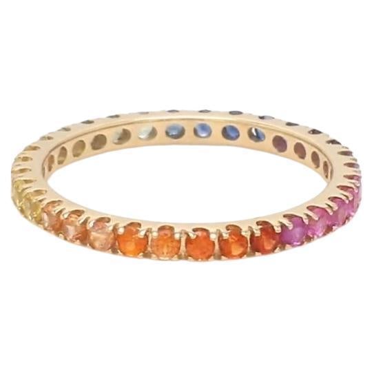 Natural 2.22 cts rainbow sapphire band ring in 18k gold - 15