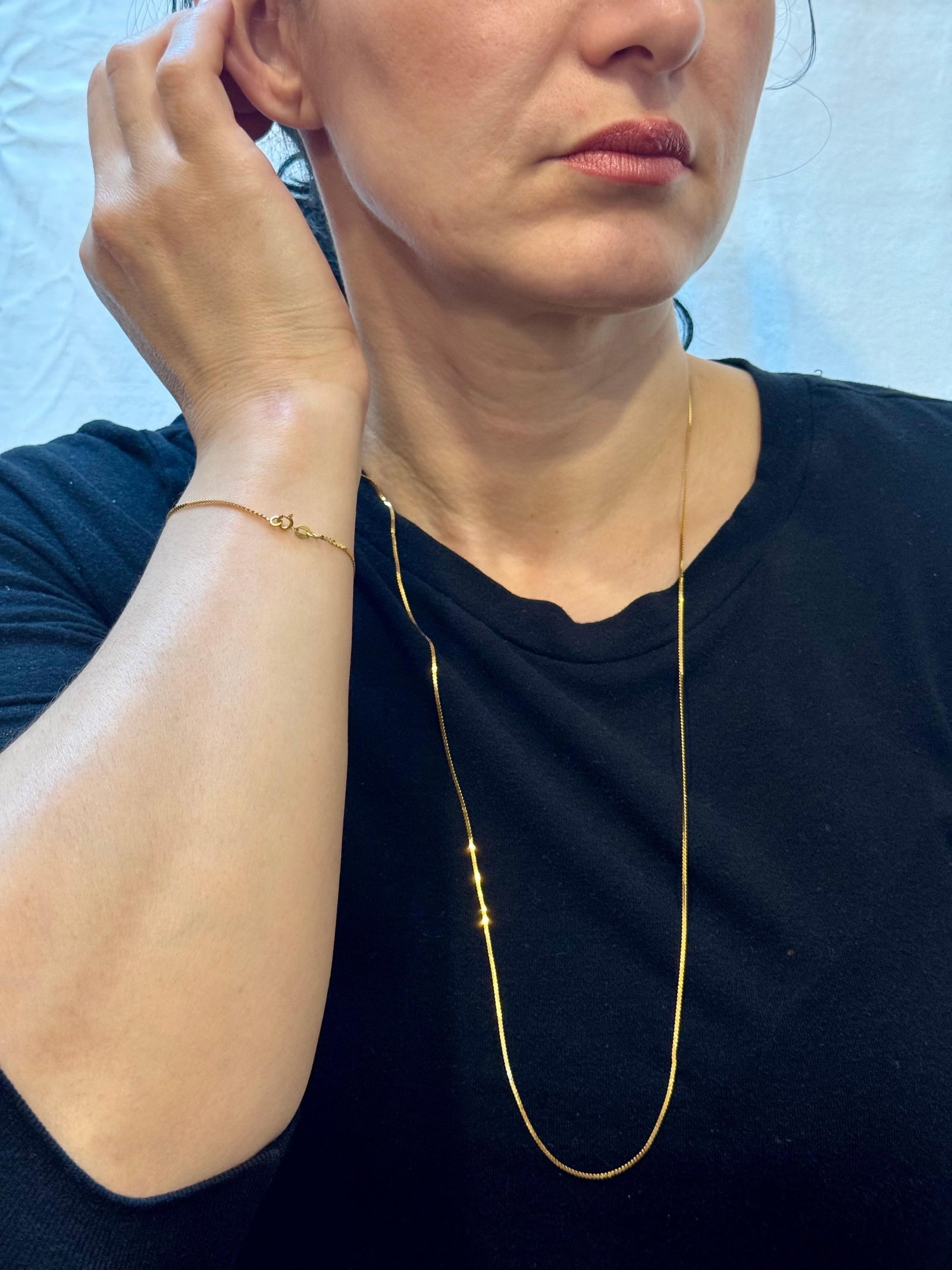 Vintage 14 Kt Yellow Gold 4.5 Gm, Italian Chain Necklace 30 " & Bracelet 7" Set - 10