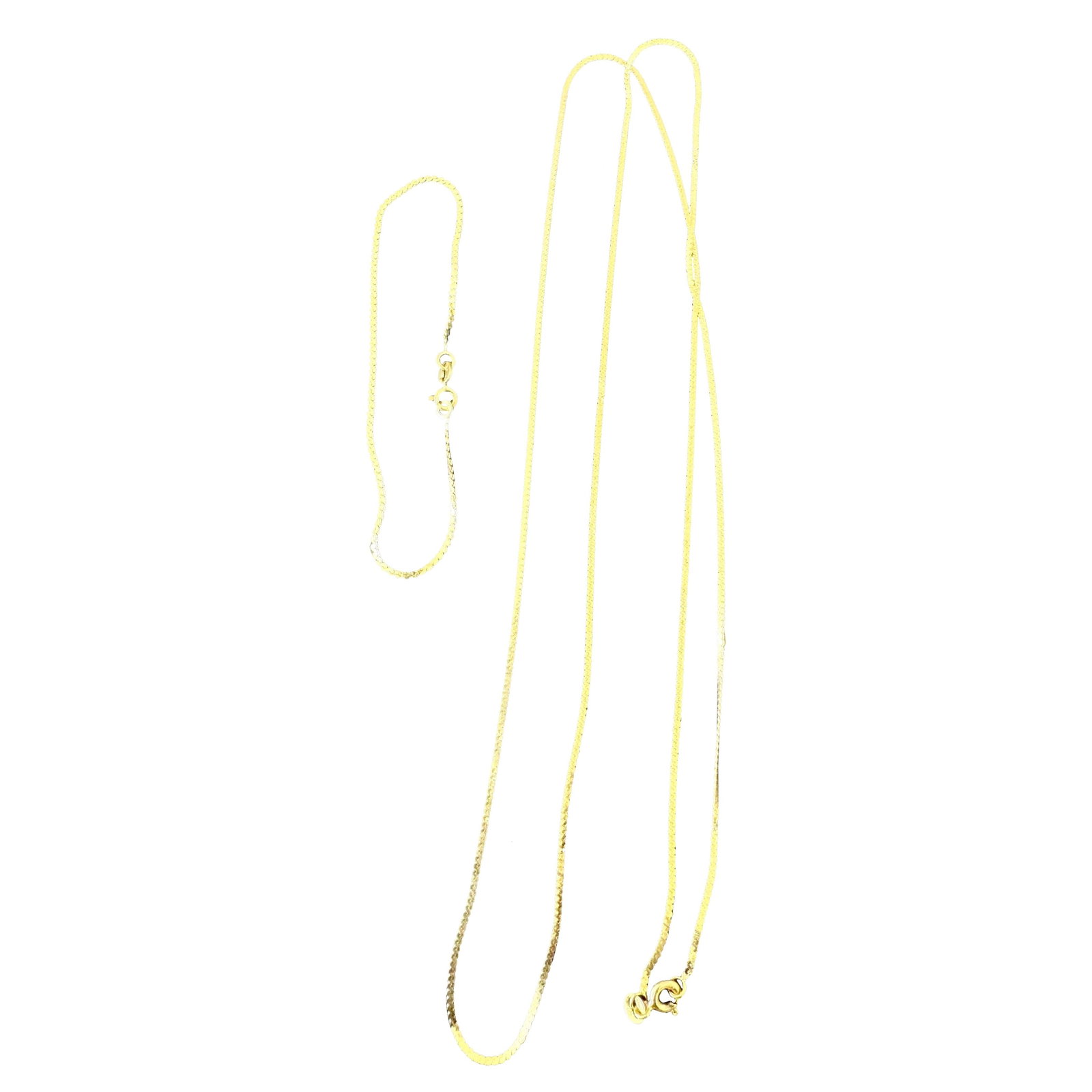 Vintage 14 Kt Yellow Gold 4.5 Gm, Italian Chain Necklace 30 " & Bracelet 7" Set - 15