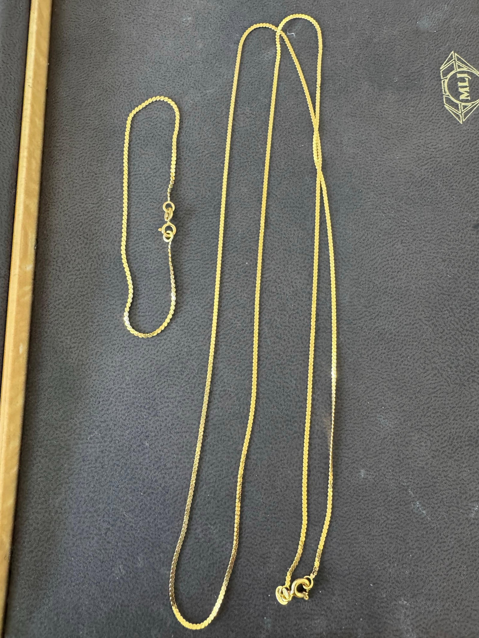 Vintage 14 Kt Yellow Gold 4.5 Gm, Italian Chain Necklace 30 " & Bracelet 7" Set - 17