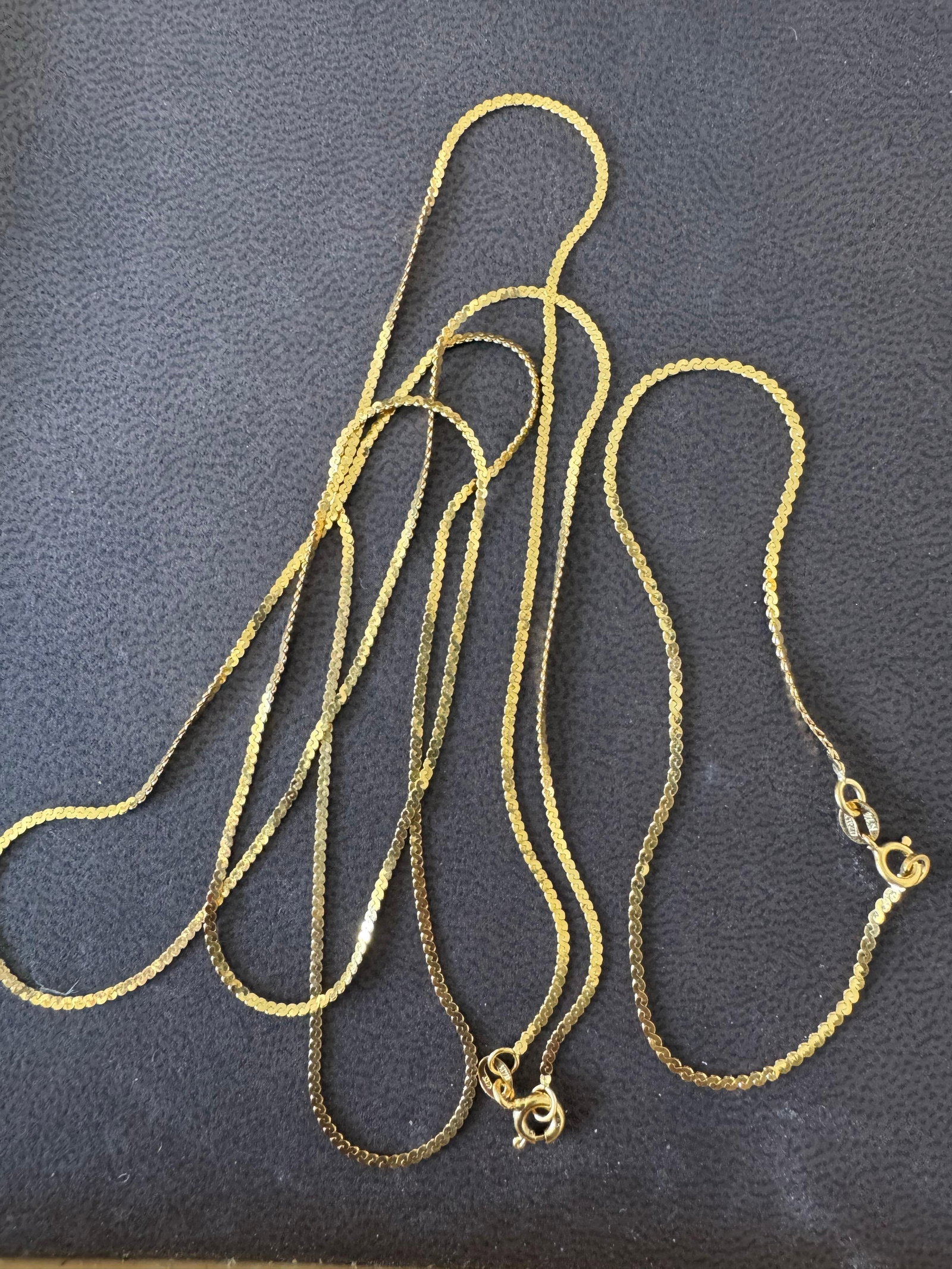 Vintage 14 Kt Yellow Gold 4.5 Gm, Italian Chain Necklace 30 " & Bracelet 7" Set - 5