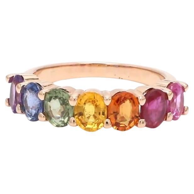 Natural 3.32 cts rainbow sapphire ring in 14k gold - 15