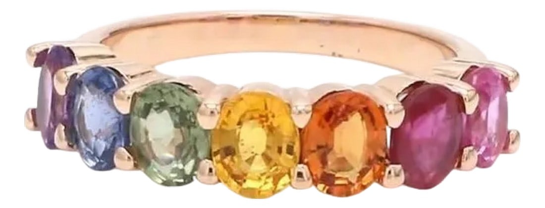 Natural 3.32 cts rainbow sapphire ring in 14k gold (1 of 18)